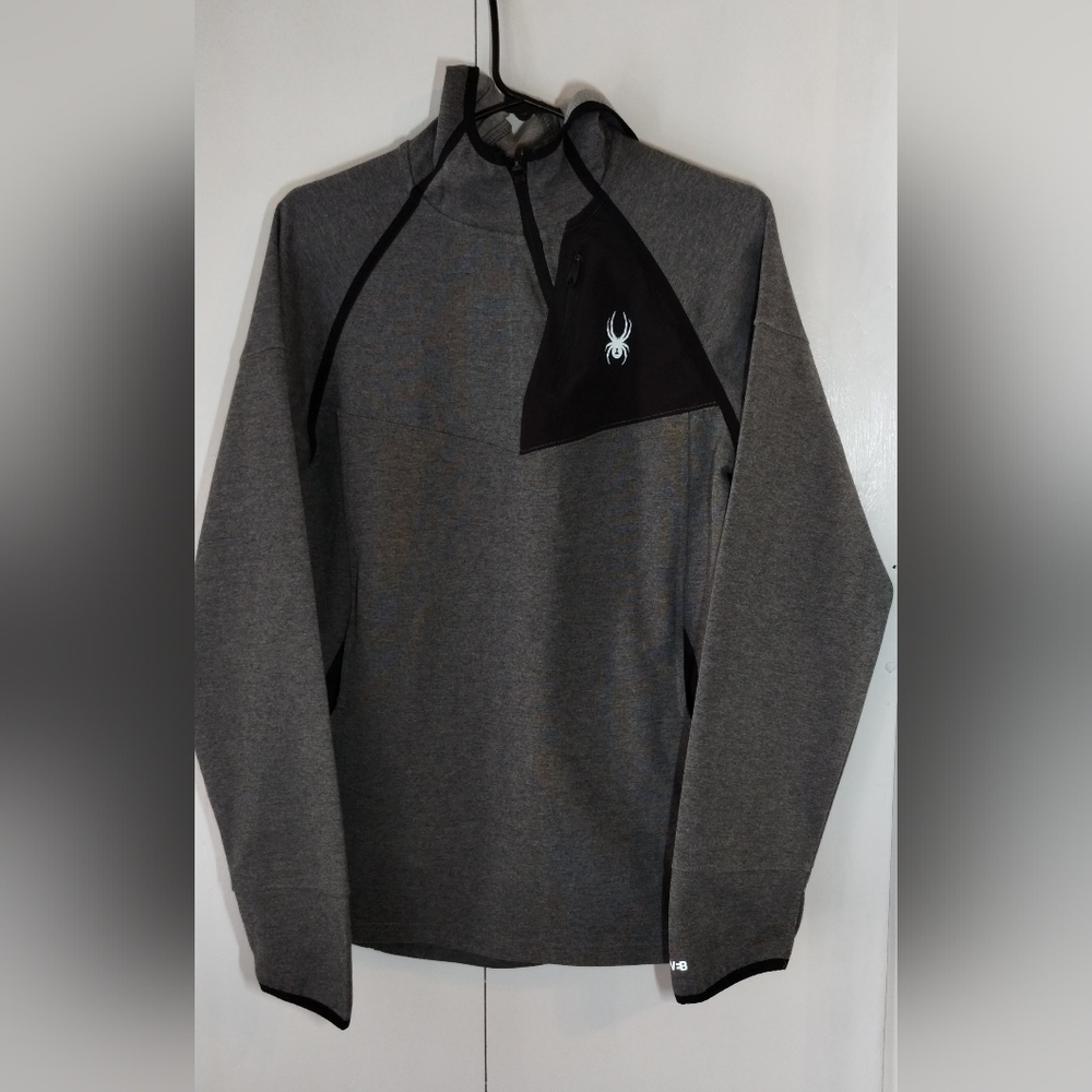 Spyder Active Grey 1/4 Zip Pullover Hoodie Men's Medium
